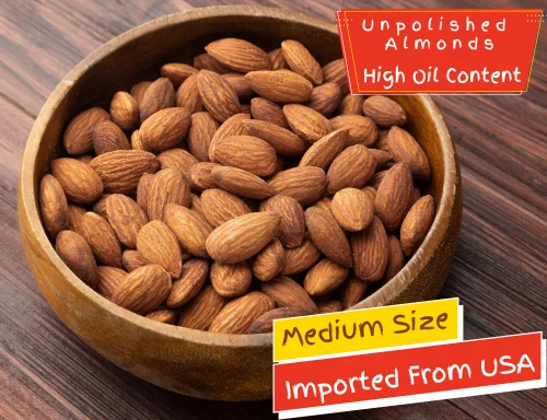 California Almonds (Unpolished) – Premium, Medium Size Non Pareil