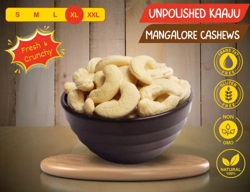 Whole cashew (Kaju) Unpolished : Super White, Extra Large & Spotless